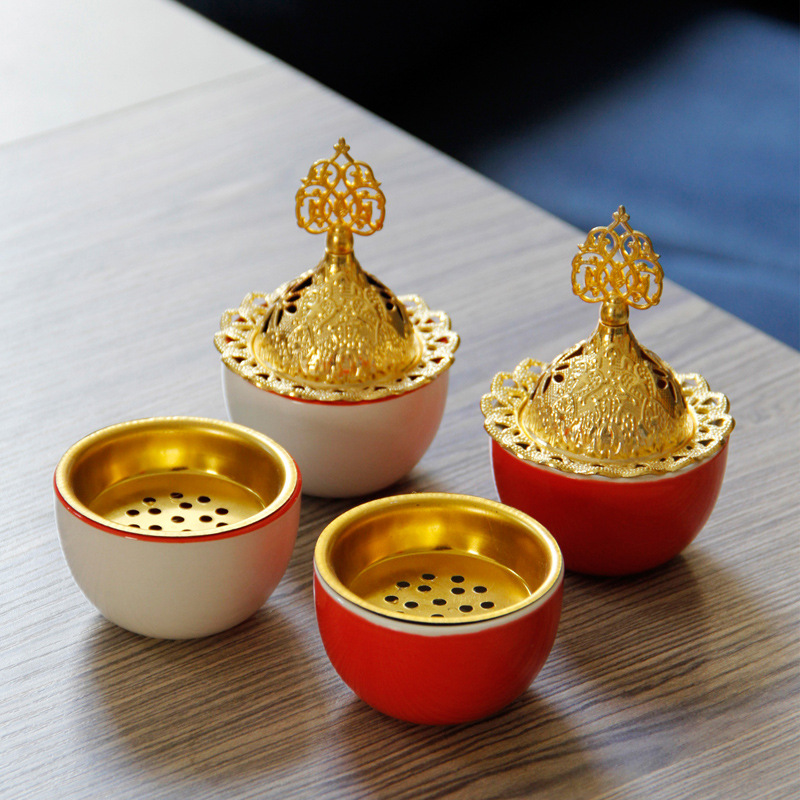 Cute small golden table Incense burner