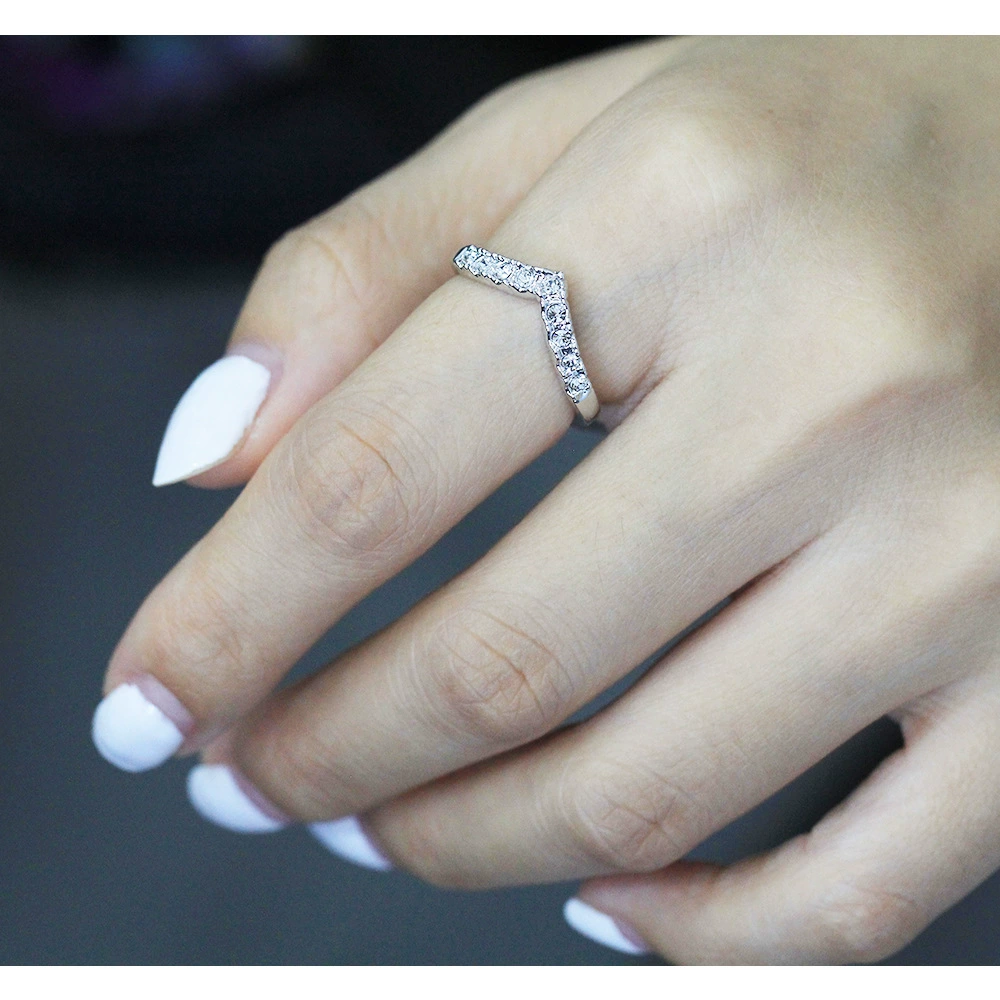 Sun Cloud Новое Diamond V-слово кольцо простое ожидание перстня, кольцо на палец мизинца, кольцо для женских пальцев