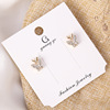 Silver needle, earrings, South Korean goods, Korean style, flowered