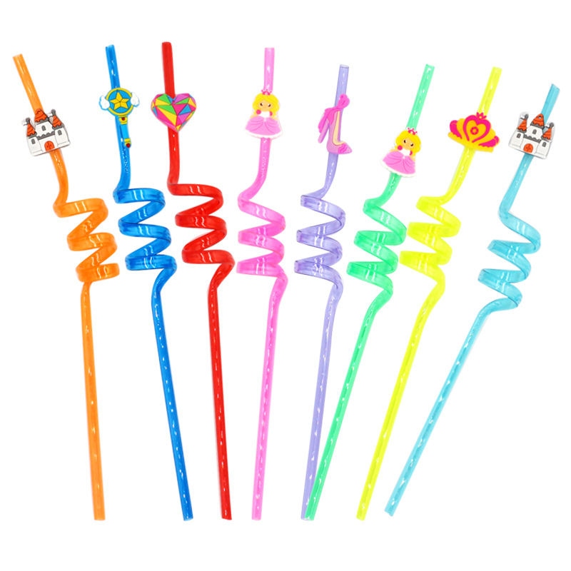 Paja del espacio Princesa paja Panda paja fiesta regalo plástico reutilizable