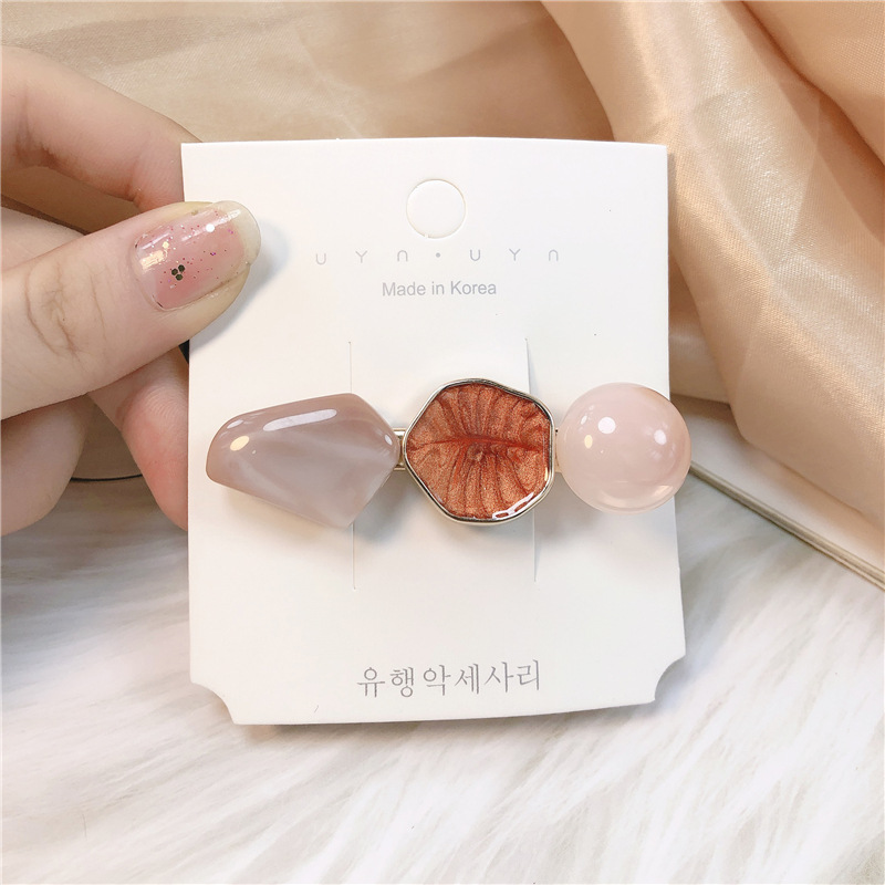 Coreana simple clip de pelo de temperamento adolescente tocado rojo de red pequeño clip de boca de pato fresco detrás de la cabeza clip de pelo roto mujer