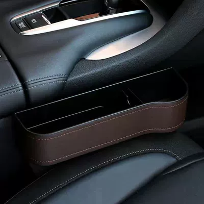 Car Seat Gap Storage: Car storage bag/box - plastic-leatherbrown-co-pilot