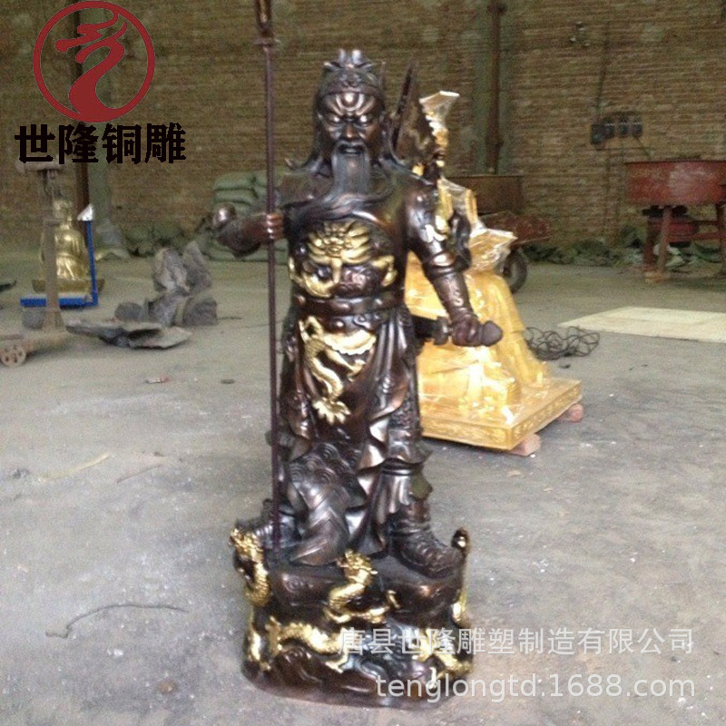 厂家直销1.2米纯铜伽蓝菩萨神像九龙关公像宗教用品关公佛像批发|ms