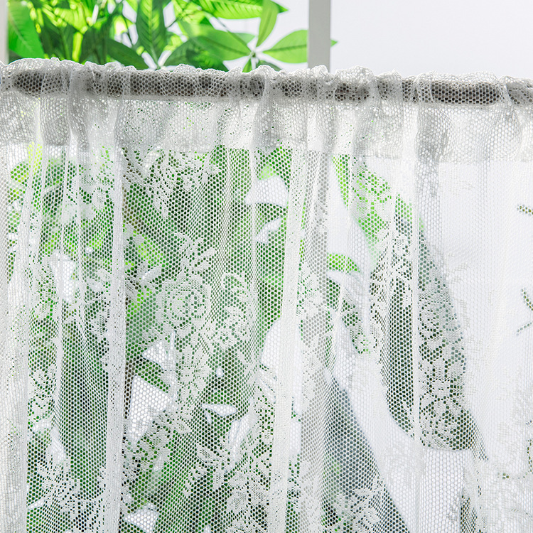 Francúzska čipkovaná záclona do dverí, polovičná záclona, suchý zips, dierovanie bez dierovania, spálňa, obývačka, kuchyňa, priečka, biela záclona, priadza, princeznovský štýl_voghion.com