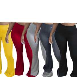 2024女装新款裤子欧美跨境亚马逊外贸秋季性感高腰紧身大喇叭长裤