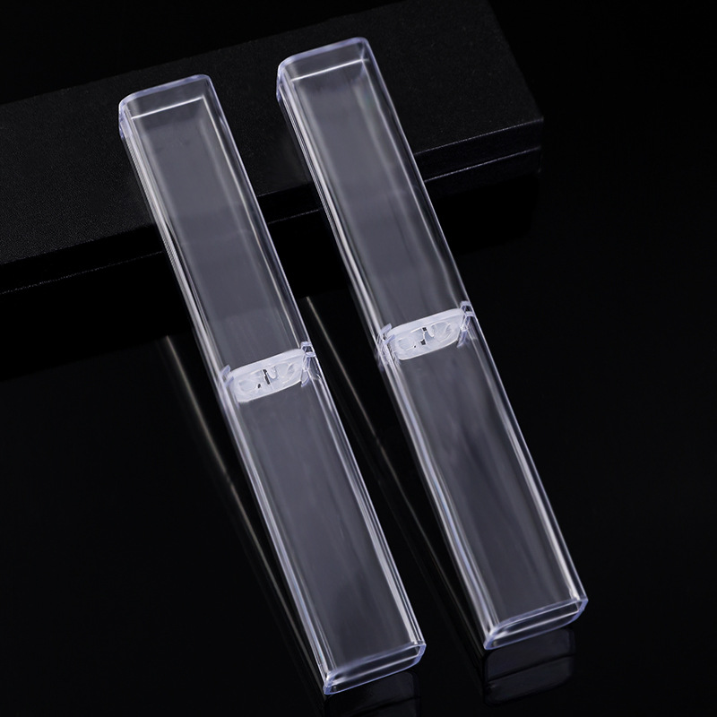 Fábrica en stock al por mayor estudiante caja de lápices de plástico caja de lápices de cristal transparente impresión logo