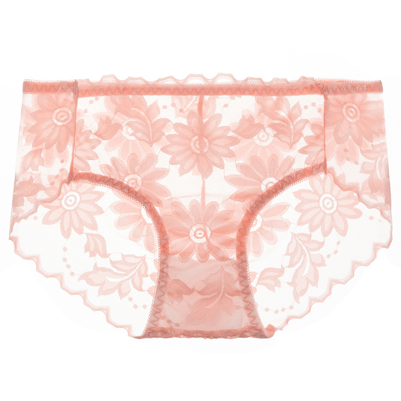 Women's lace mid-waist sexy cotton crotch seamless breathable women's new charming hip-lifting briefs