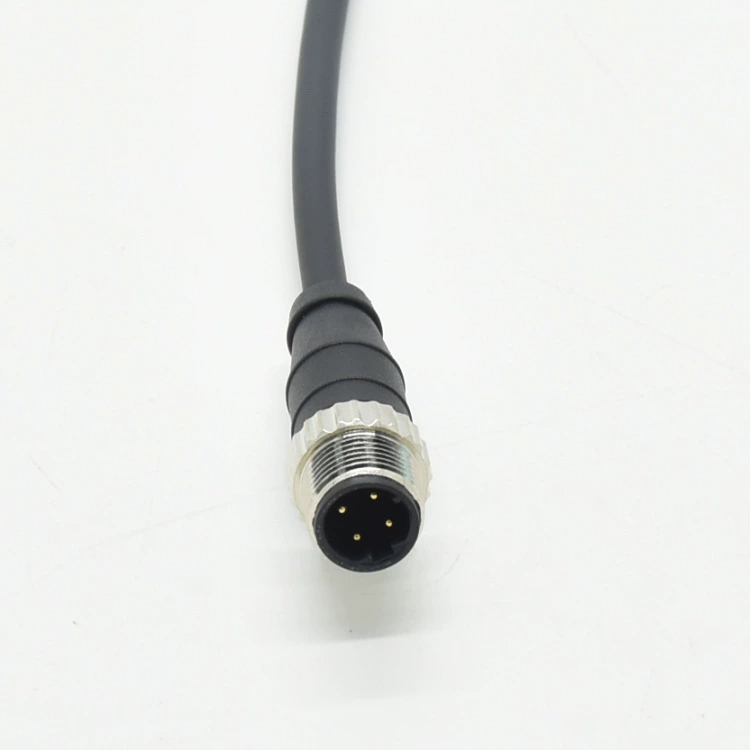 [网络接头M12 4P公头注塑成型连接器D型防水航空插头]