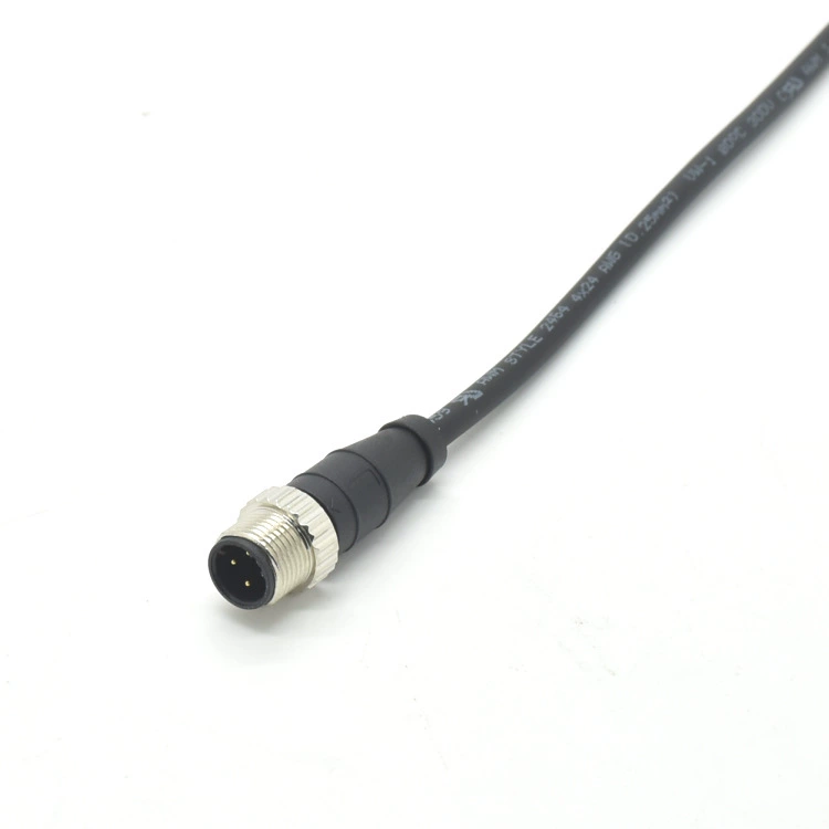 [网络接头M12 4P公头注塑成型连接器D型防水航空插头]