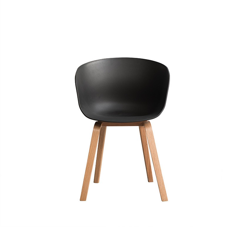 Mesa y silla de moda clásica simple nórdico moderno respaldo reposabrazos silla de plástico leche tienda de té ocio Silla de pierna de madera