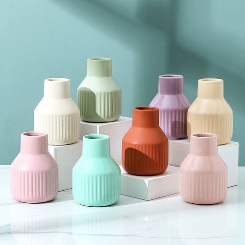 New Art Nordic Minimalist Ceramic Vase Creative Small Dry Flower Arrangement Vase Home Living Room Mini Vase Decor