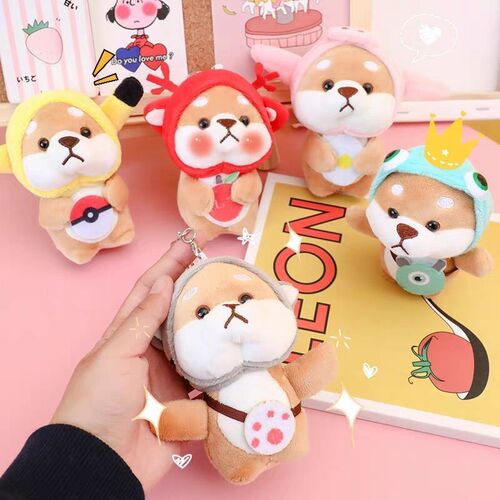Small Shiba Inu plush schoolbag pendant keychain ins doll keychain backpack pendant cute doll keychain