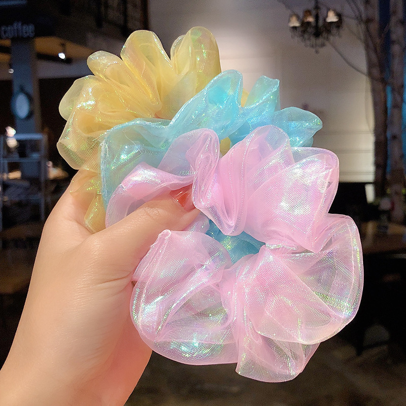 인터넷 연예인 in Organza 대형 창자 헤어 링 인어 지 간단한 요정 뚱뚱한 창자 반지 한국식 넥타이 머리 고무 밴드 머리 꽃 여자