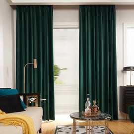 轻奢加厚遮光绒布窗帘 复古美式北欧客厅卧室窗帘成品黑丝绒