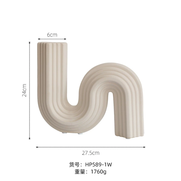 White S -shaped ceramic vase