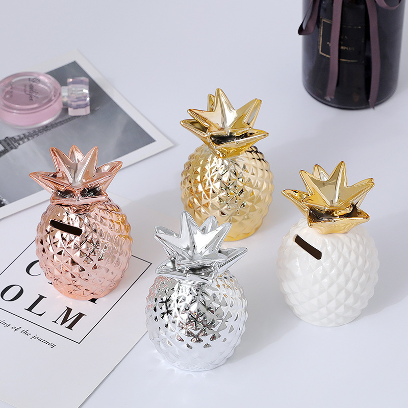 Scandinavian Ins Pineapple Crafts Ornaments Ceramic Piggy Bank Home Furnishings Photo Props Personalized Creative Gifts