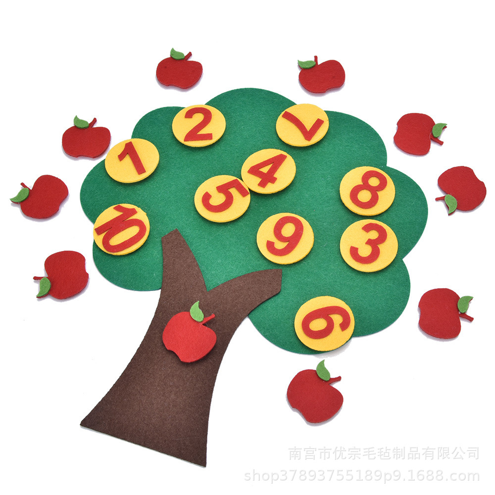 Material didáctico de fieltro para jardín de infancia, kit de conteo y emparejamiento de manzanas, juguetes de matemáticas DIY, modelo de comercio exterior. image 3