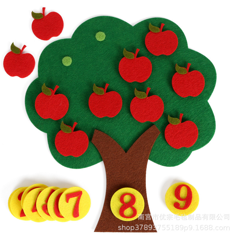 Material didáctico de fieltro para jardín de infancia, kit de conteo y emparejamiento de manzanas, juguetes de matemáticas DIY, modelo de comercio exterior. image 4
