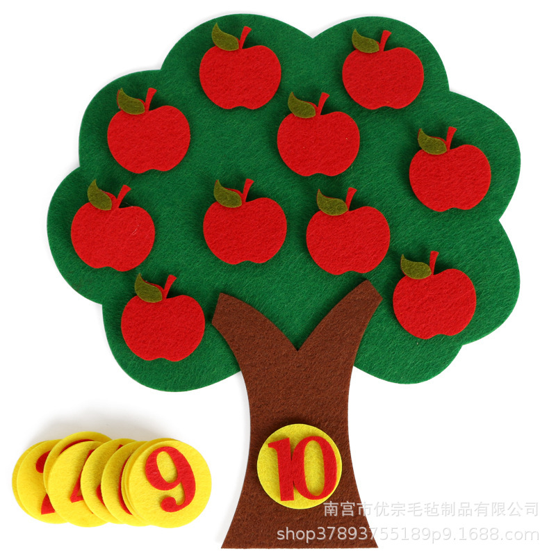 Material didáctico de fieltro para jardín de infancia, kit de conteo y emparejamiento de manzanas, juguetes de matemáticas DIY, modelo de comercio exterior. image 1
