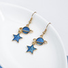 Blue starry sky, earrings, fresh long asymmetrical ear clips with tassels, Japanese and Korean, internet celebrity