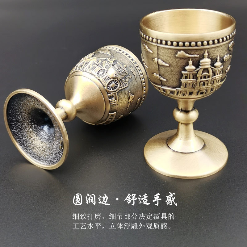 Suministro directo de fábrica vintage bronce copa vino uno o dos licores vidrio hogar Copa metal boda tostada taza