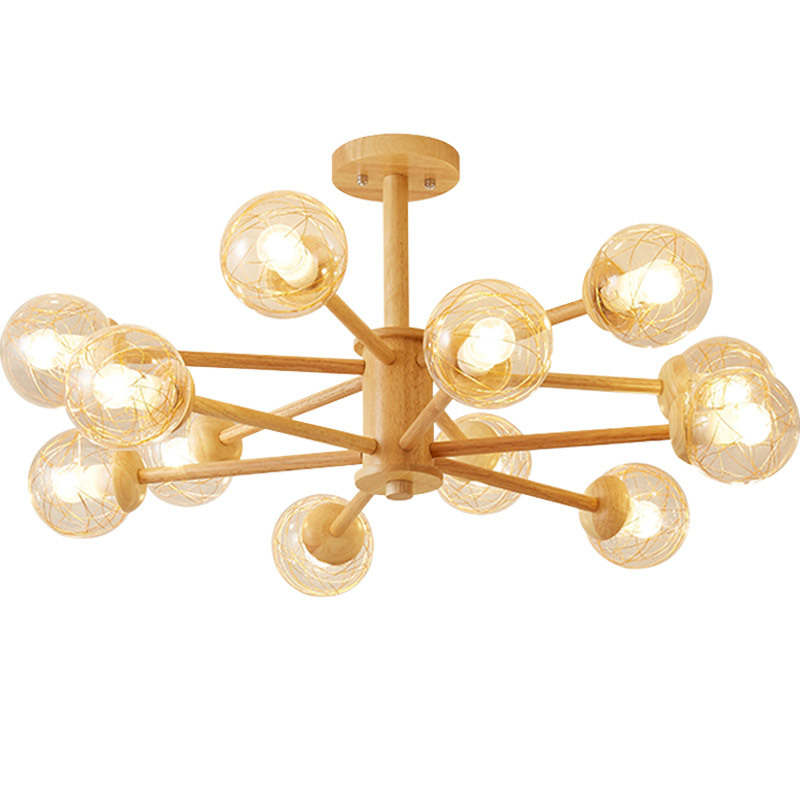 Nordic Magic Bean araña creativa nueva lámpara de sala de estar de madera maciza simple moderno registro Internet celebridad dormitorio comedor lámpara