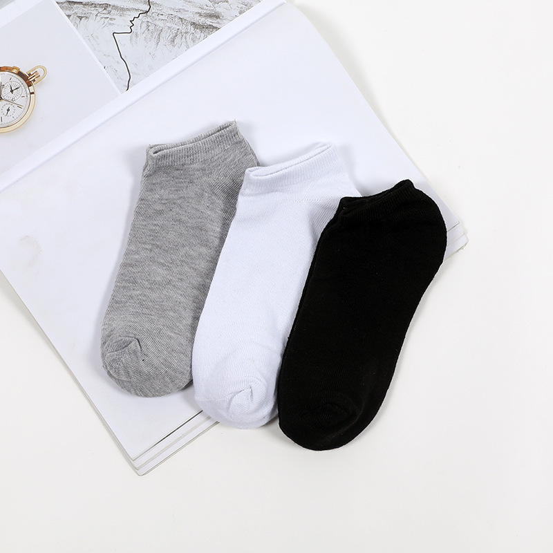 Spring and Summer Men's Boat Socks Solid Color [Black, White, Gray] Low-Cut Short Socks Breathable Sports Socks Wholesale Versatile