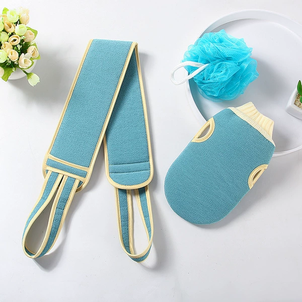 Pull back towel+bath towel+bath flower*lake blue