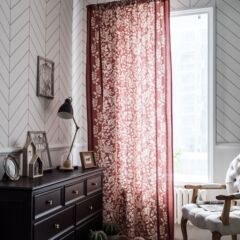 Orange flower and bird printed curtains finished imitation cotton and linen American country kitchen curtains bay window curtains factory direct sales
