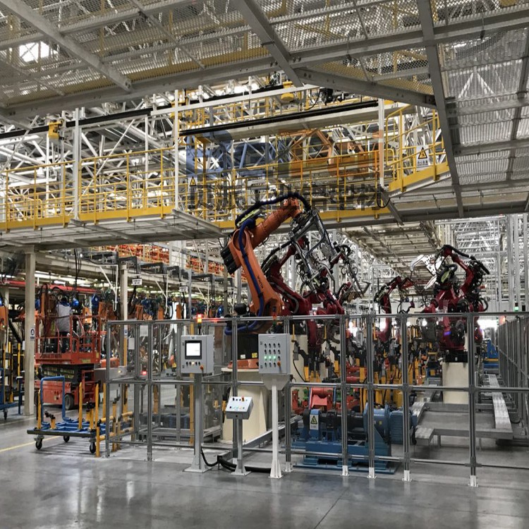 机器人围栏焊接弧光屏展示安全车间隔离及仓储防护机器人光纤激光