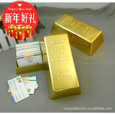 黄金摆设装饰金砖名片盒卡片盒小物件收纳盒塑料电镀厂家批发|ru