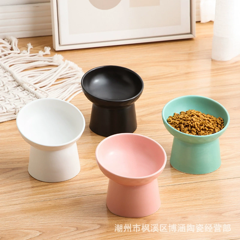 Подлинная керамическая миска для кошек миска для собак миска для домашних животных миска для скошенных высоких ног для защиты шейного отдела позвоночника