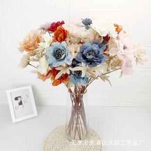 Factory wholesale wedding simulation flower 3 heads of the peony wedding hall arch road leading shooting props fake flower decoration