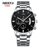 NIBOSI Men's solid steel belt with butterfly, waterproof glossy swiss watch, quartz watches