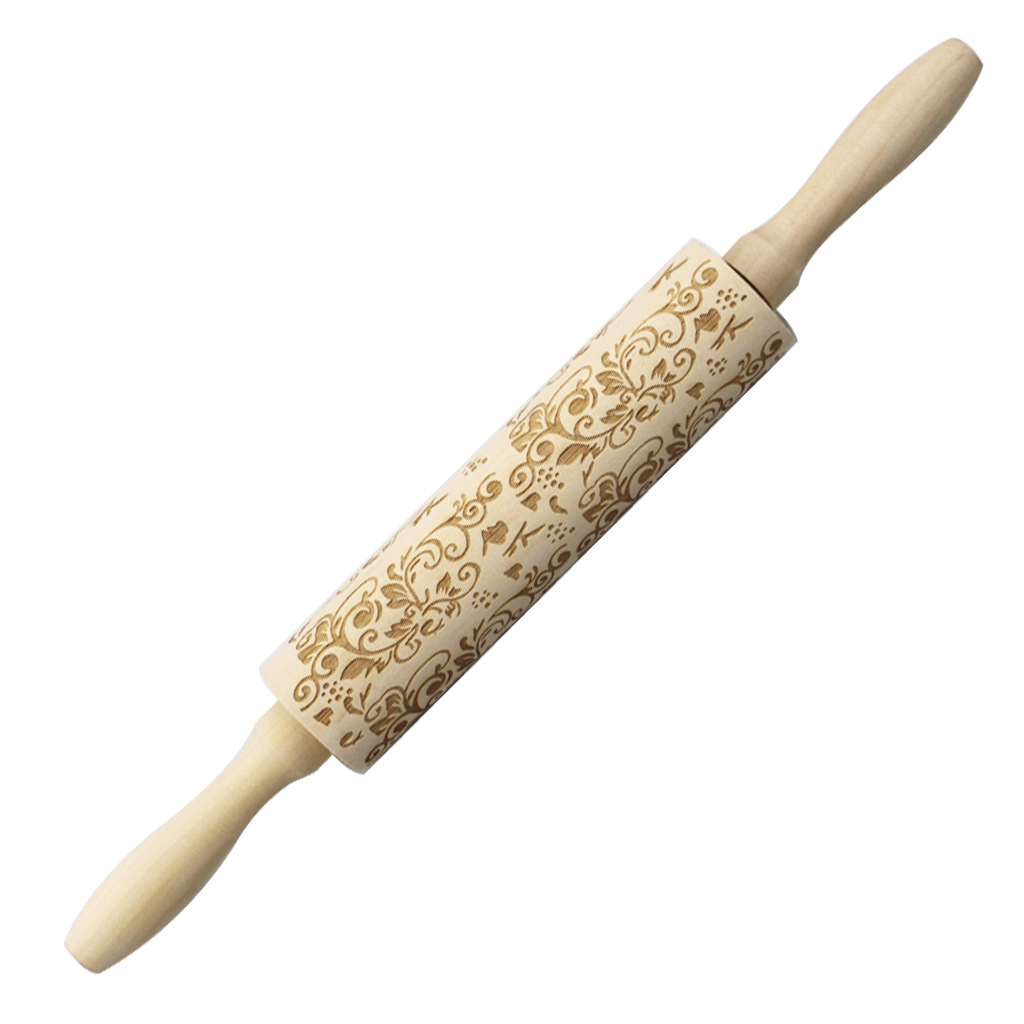 En stock Navidad ELK impresión rodillo de madera grabado láser en relieve rodillo galleta masa palo image 9