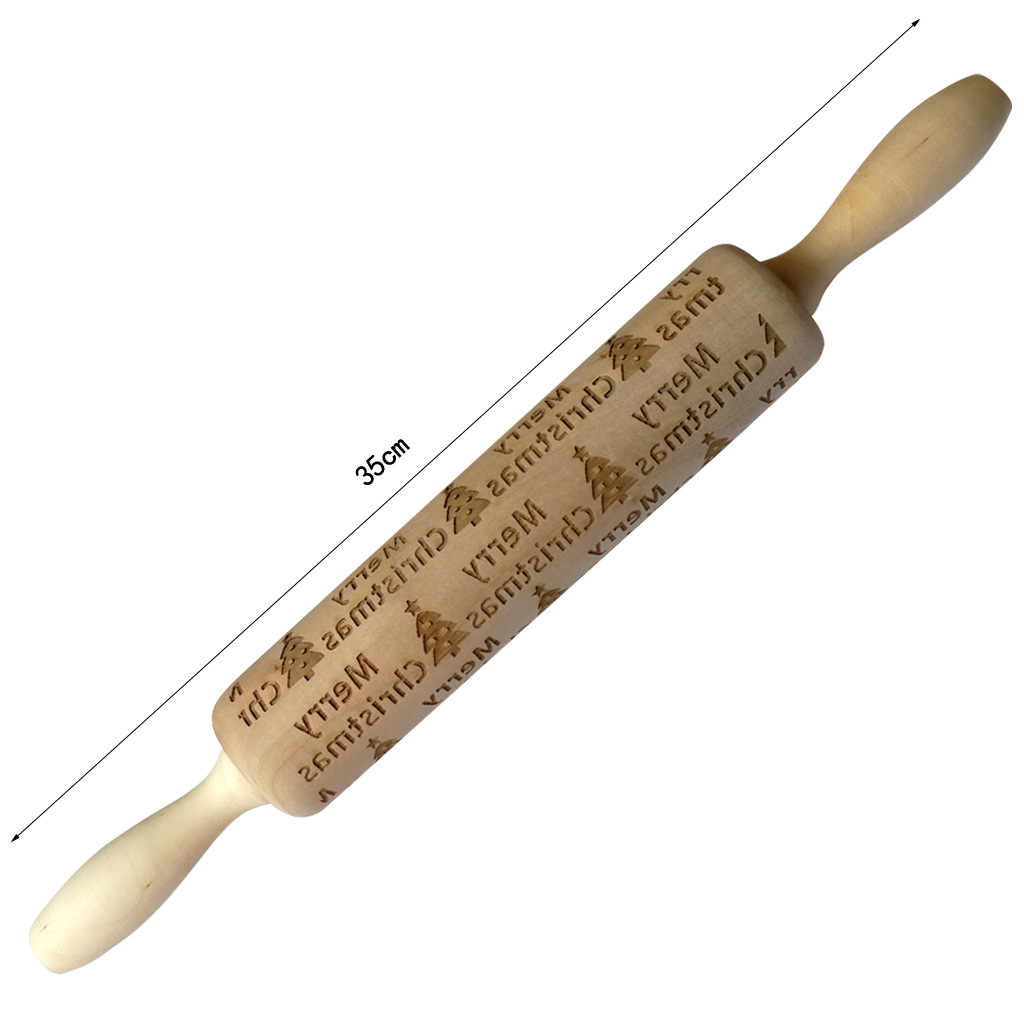 En stock Navidad ELK impresión rodillo de madera grabado láser en relieve rodillo galleta masa palo image 14