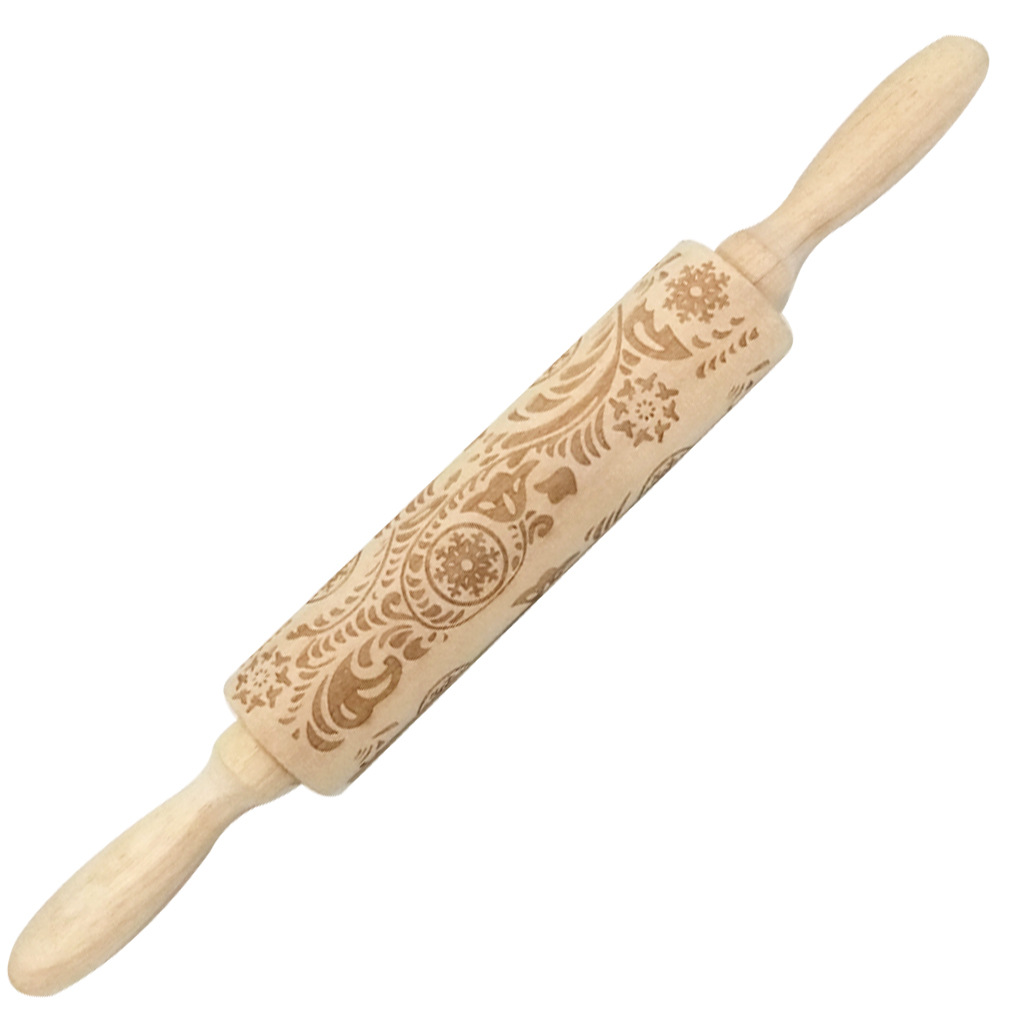 En stock Navidad ELK impresión rodillo de madera grabado láser en relieve rodillo galleta masa palo image 20
