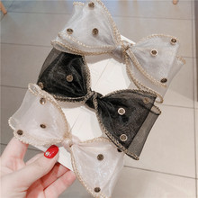 韩版头饰配件  简约气质女绑发金边捷克钻蝴蝶结鸭夹发饰饰品批发