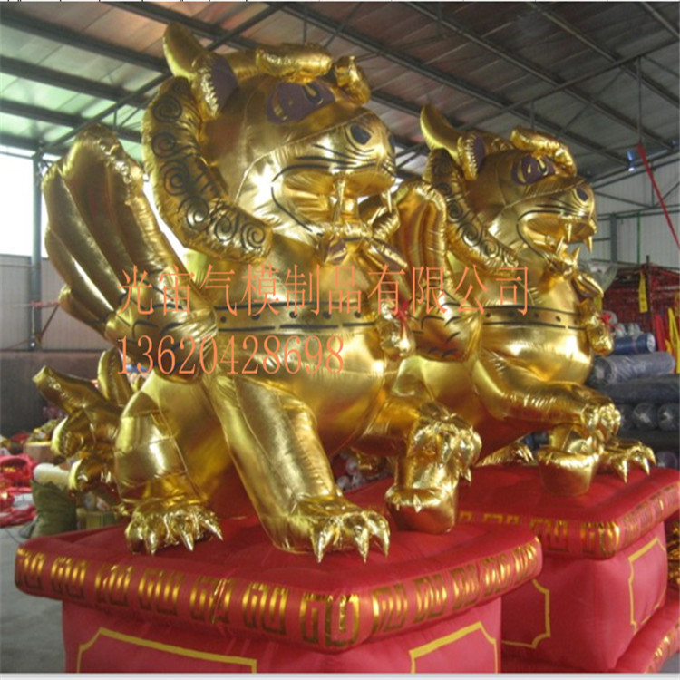 厂家批发充气金藐貅3米4米现货 充开业金狮子 充气拱门模型