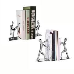 金屬書立書擋人形書靠書夾不鏽鋼擋書板桌面手推創意裝飾品擺件