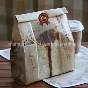 烘焙面包吐司袋 环保牛皮纸开窗袋 450g土司袋 蛋糕面包烘焙包装