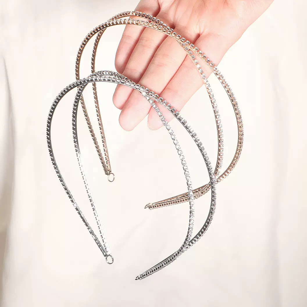 亚马逊新款发饰欧美新娘婚礼饰品日常百搭水钻头箍个性交叉细发箍