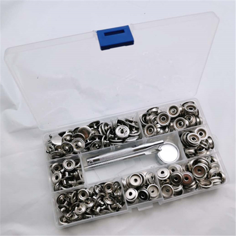 Acero inoxidable 300pcs15mm gran hebilla blanca + 3 herramientas 75 sets 201 metal botón para transfronterizo