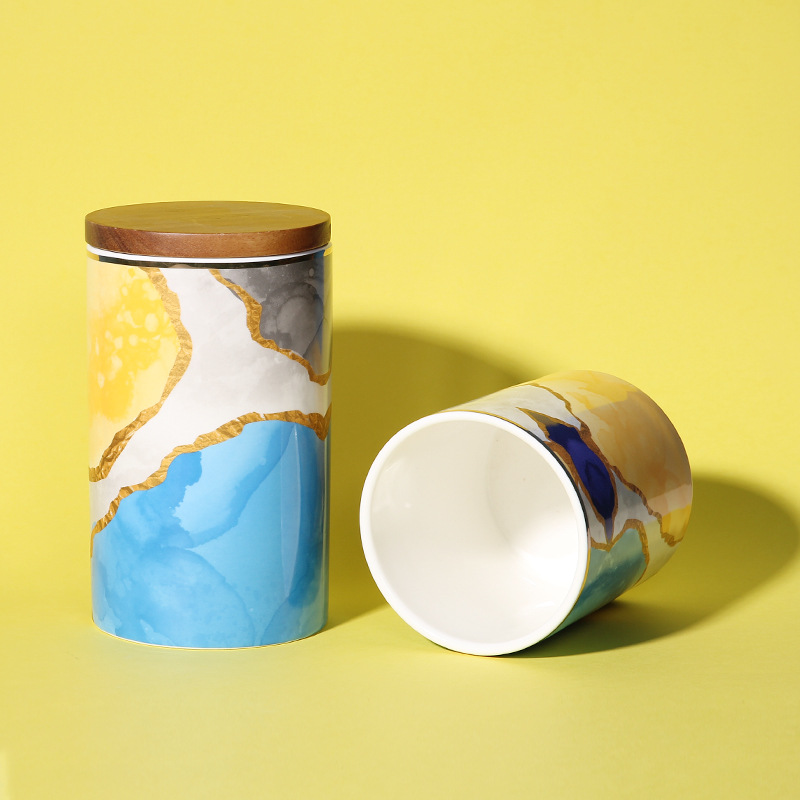 Estilo nórdico simple tarro de almacenamiento de cerámica multi-grano sellado tarro decoración Decoración Cocina hogar grande ins té tarro