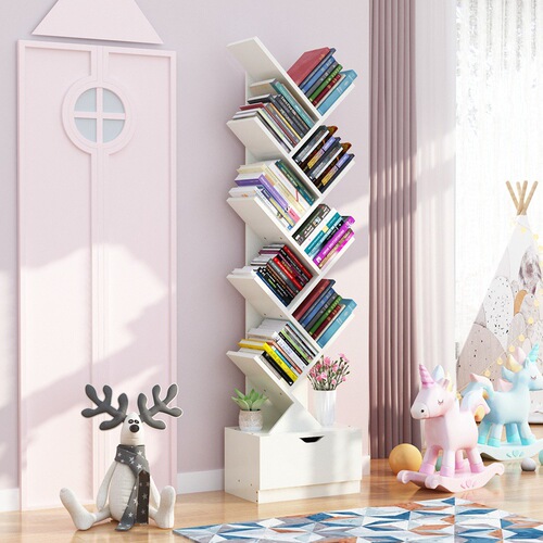 Floor-standing bookshelf household simple small bookcase simple economical student tree-shaped shelf living room