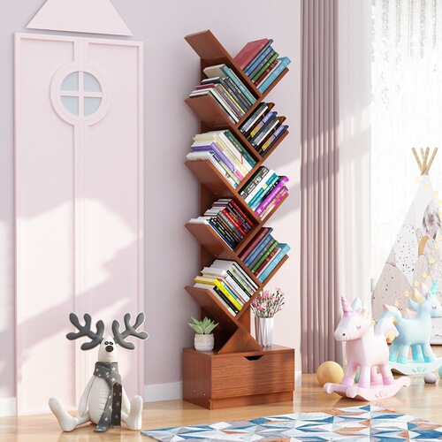 Floor-standing bookshelf household simple small bookcase simple economical student tree-shaped shelf living room