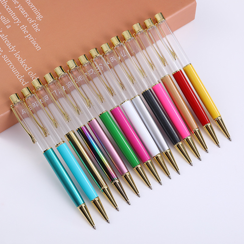 Transfronterizo japonés y coreano DIY creativo pluma de cristal vacío varilla pluma Bolígrafo De Metal pluma de aceite negocio LOGO pluma de cristal