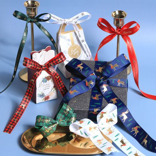 Christmas ribbon diy gift wrapping ribbon Christmas gift wrapping ribbon decoration ribbon handmade ribbon cake Christmas ribbon