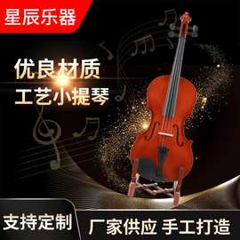 厂家批发木质小提琴普及小提琴初学练习小提琴配三角琴盒乐器