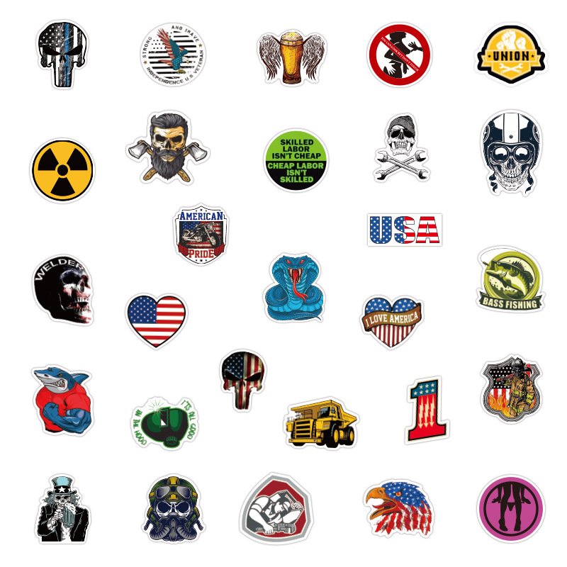 Amazon Venta caliente Casco Pegatinas Casco de seguridad Electricista Soldador Decoración impermeable Pegatinas de graffiti Pegatinas de motocicleta al por mayor